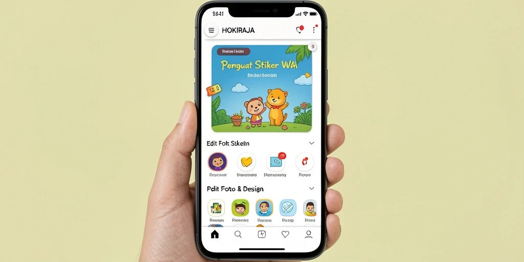 Screenshot antarmuka HOKIRAJA dengan fitur Pembuat Stiker WA.