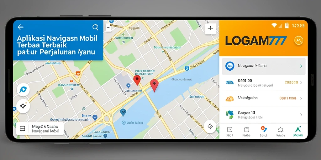 Antarmuka LOGAM777 menampilkan fungsi Navigasi Mobil yang mudah digunakan.