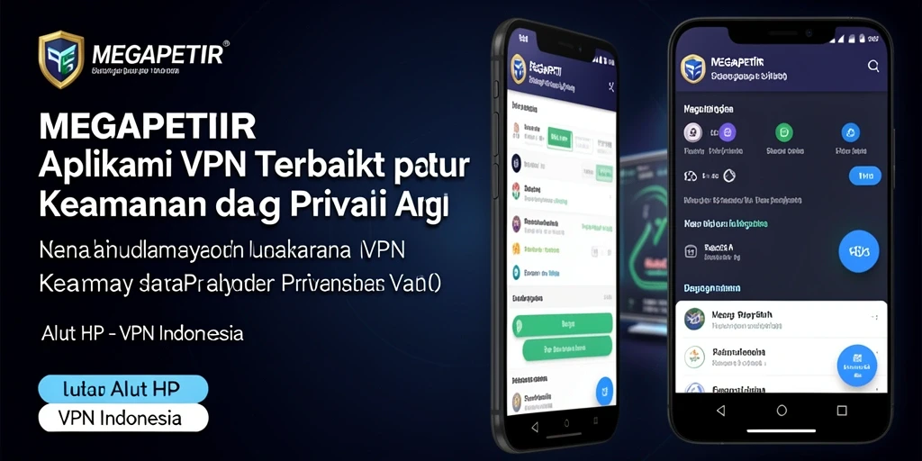 Antarmuka pengguna aplikas VPN MEGAPETIR yang sederhana dan efektif.