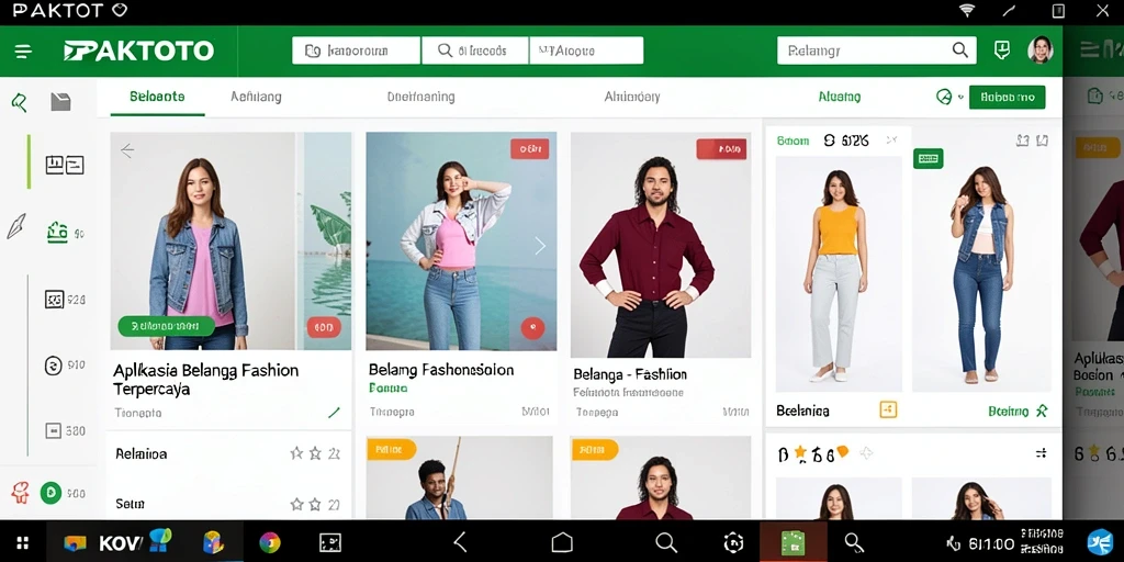 Antarmuka aplikasi PAKTOTO yang stylish dan modern untuk belanja fashion.