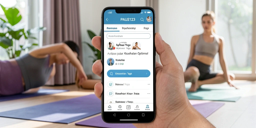 Antarmuka aplikasi PAUS123 dengan panduan Yoga interaktif.