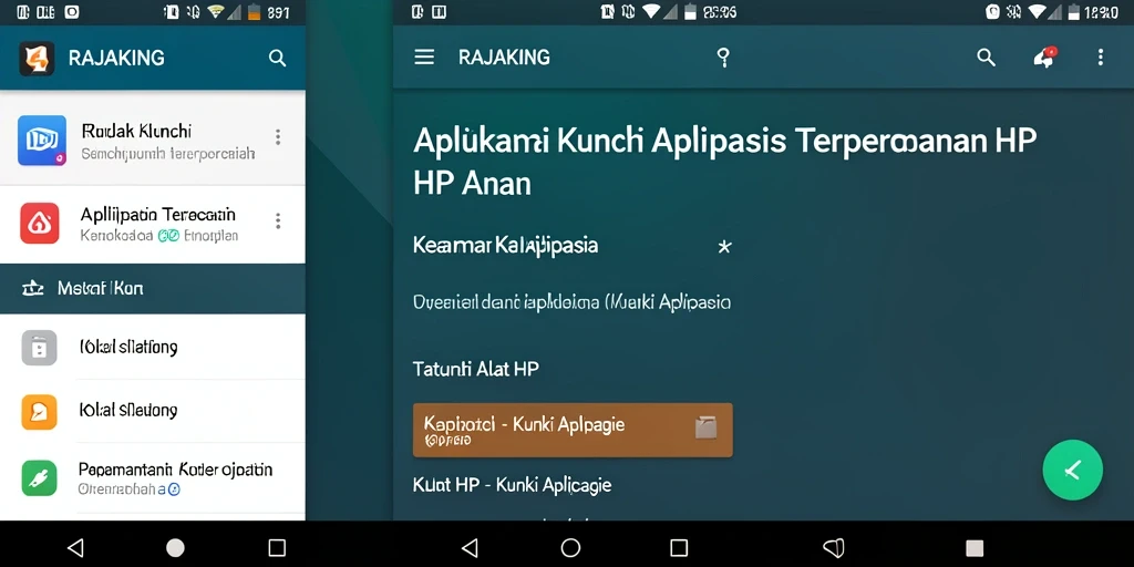 Tampilan utama aplikasi RAJAKING dengan fungsi Kunci Aplikasi yang mudah digunakan.