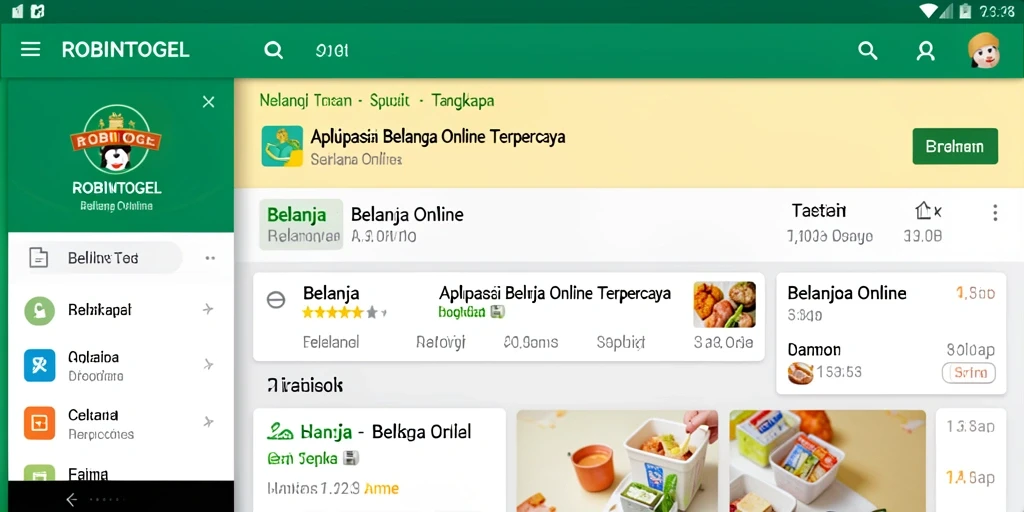 Antarmuka aplikasi ROBINTOGEL untuk belanja online yang sederhana dan mudah digunakan.