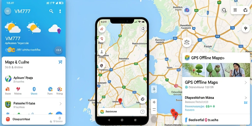 Antarmuka intuitif aplikasi GPS Offline Maps VM777.
